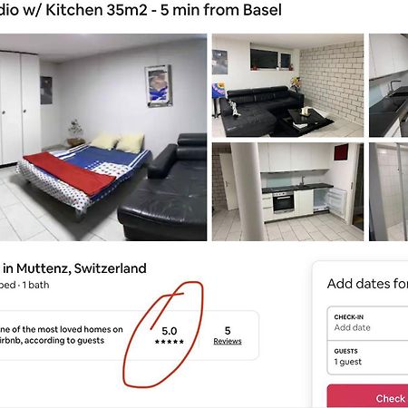 Basel - 5 Mins Away - Modern Basement Studio With Kitchen 35M2 In Muttenz Eksteriør billede